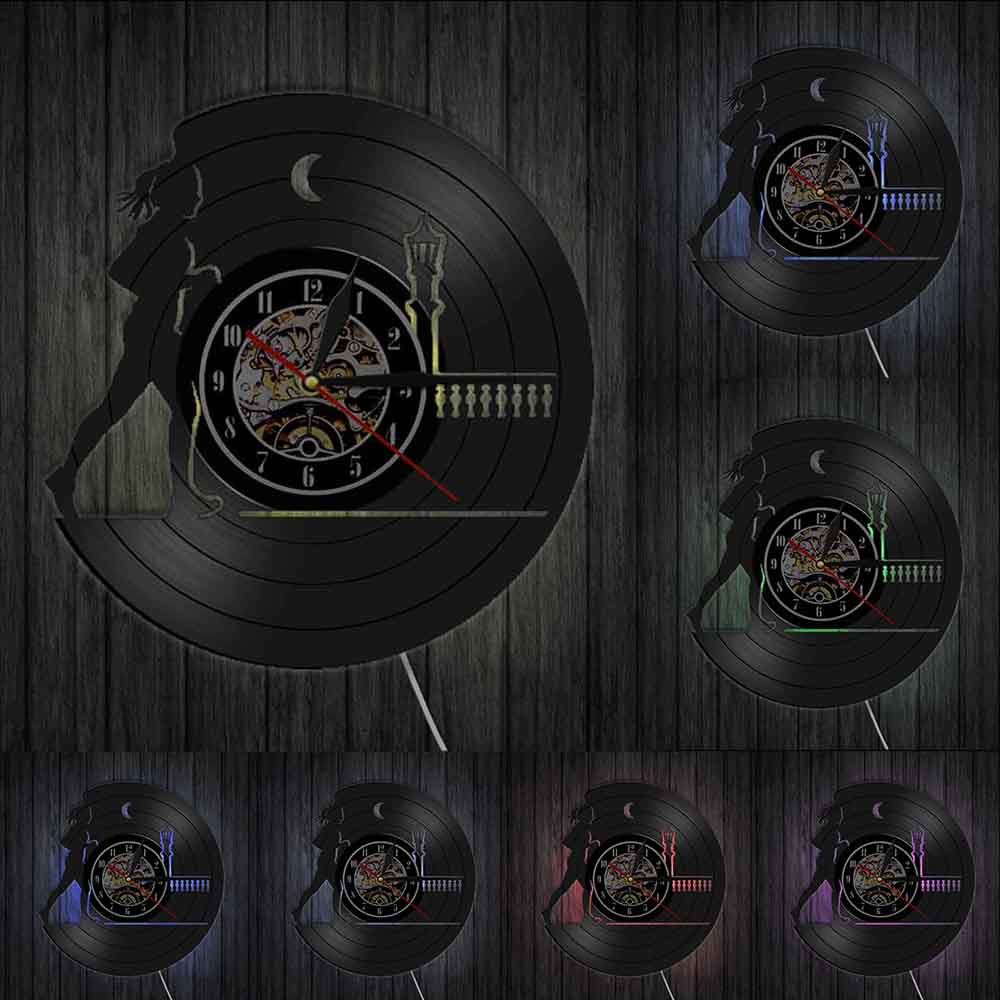 Running Through The Night Female Runner Night Running Wall Clock Jogging Lady Retro Vinyl Record Wall Clock Running Lovers Gift by Woody Signs Co. - Handmade Crafted Unique Wooden Creative