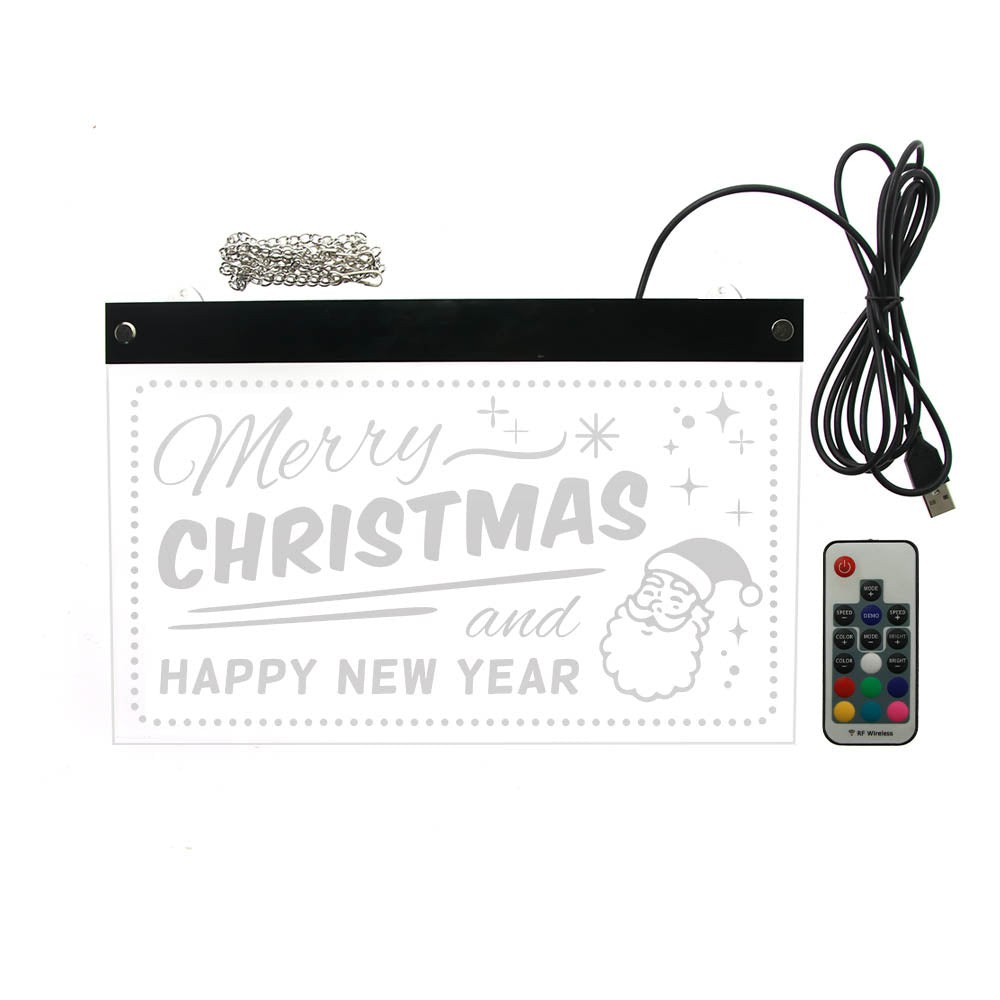 Merry Christmas And Happy New Year LED Neon Display Wall Sign Holidays Multi-color LED Lighting Party Home Bar Sign by Woody Signs Co. - Handmade Crafted Unique Wooden Creative