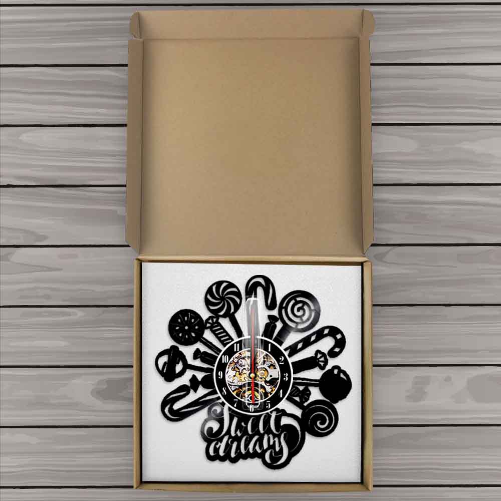 Lollipops Candy Design Vinyl Record Wall Clock Sweet Dreams Kids Room Decor Sweet House Shop Clocks by Woody Signs Co. - Handmade Crafted Unique Wooden Creative
