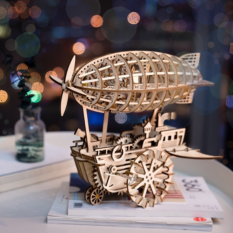 DIY Moveable Airship Gear Drive by Clockwork 3D Wooden Hobbies Gift for LK702 by Woody Signs Co. - Handmade Crafted Unique Wooden Creative
