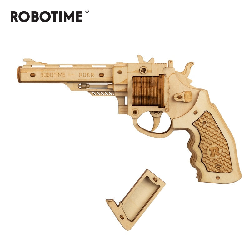 102pcs DIY 3D Revolver with Rubber Band Bullet  Wooden Gun Puzzle Game Popular Toy Gift for Children Adult LQ401 by Woody Signs Co. - Handmade Crafted Unique Wooden Creative