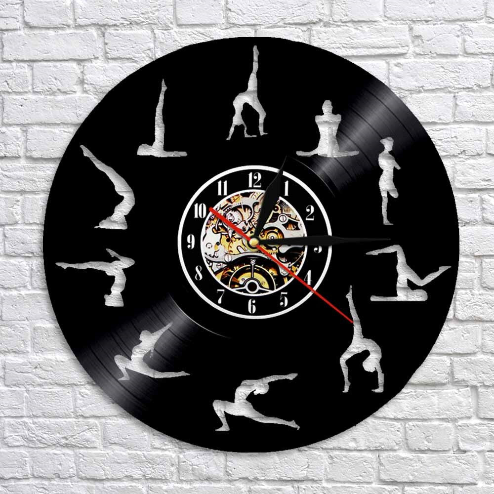 Om Yoga Studio Wall Clock Gymnastics Vinyl Record Wall Clock Zen Meditation Modern Design Clock Yogi Gift For Girl by Woody Signs Co. - Handmade Crafted Unique Wooden Creative