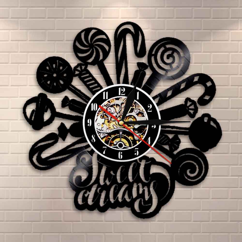 Lollipops Candy Design Vinyl Record Wall Clock Sweet Dreams Kids Room Decor Sweet House Shop Clocks by Woody Signs Co. - Handmade Crafted Unique Wooden Creative
