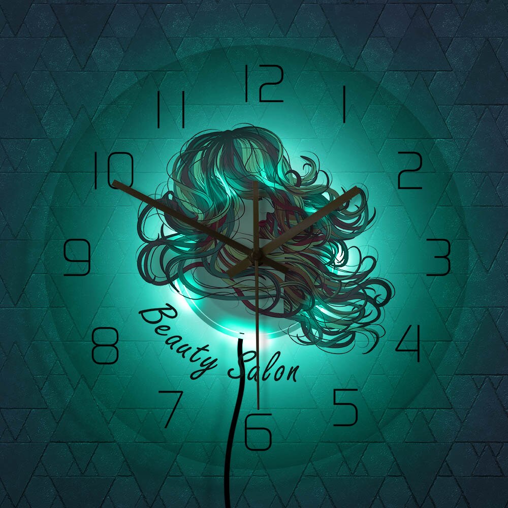 Beautiful Lady With Long Hair Wall Clock Beauty Hair Salon Wall Clock Hair Studio Hairstylist Decor Hairdresser Gift by Woody Signs Co. - Handmade Crafted Unique Wooden Creative