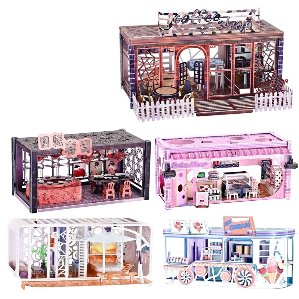 2019 Coffee Shop Sushi Bar 3D Metal Model Kits DIY Assemble 3D Metal Puzzle Laser Cut Jigsaw Toy by Woody Signs Co. - Handmade Crafted Unique Wooden Creative