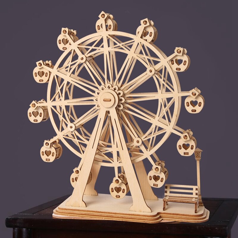 DIY 3D Laser Cutting Wooden Ferris Wheel Puzzle Game Gift for Kids Popular TG401 (Ferris Wheel) by Woody Signs Co. - Handmade Crafted Unique Wooden Creative