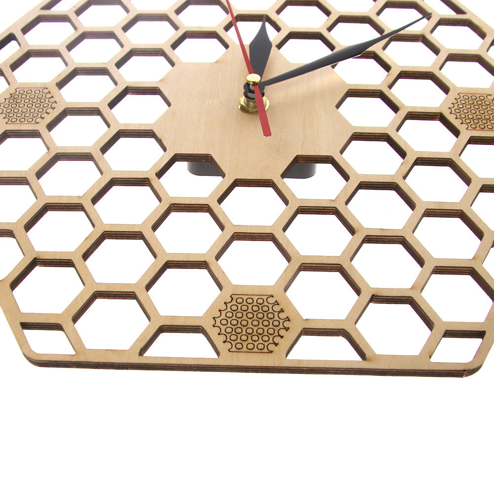 Minimal honeycomb Wood Wall Clock Hexagonal Geometric Wall Clock Bee Lover Contemporary Rustic Wood Clock Watch by Woody Signs Co. - Handmade Crafted Unique Wooden Creative