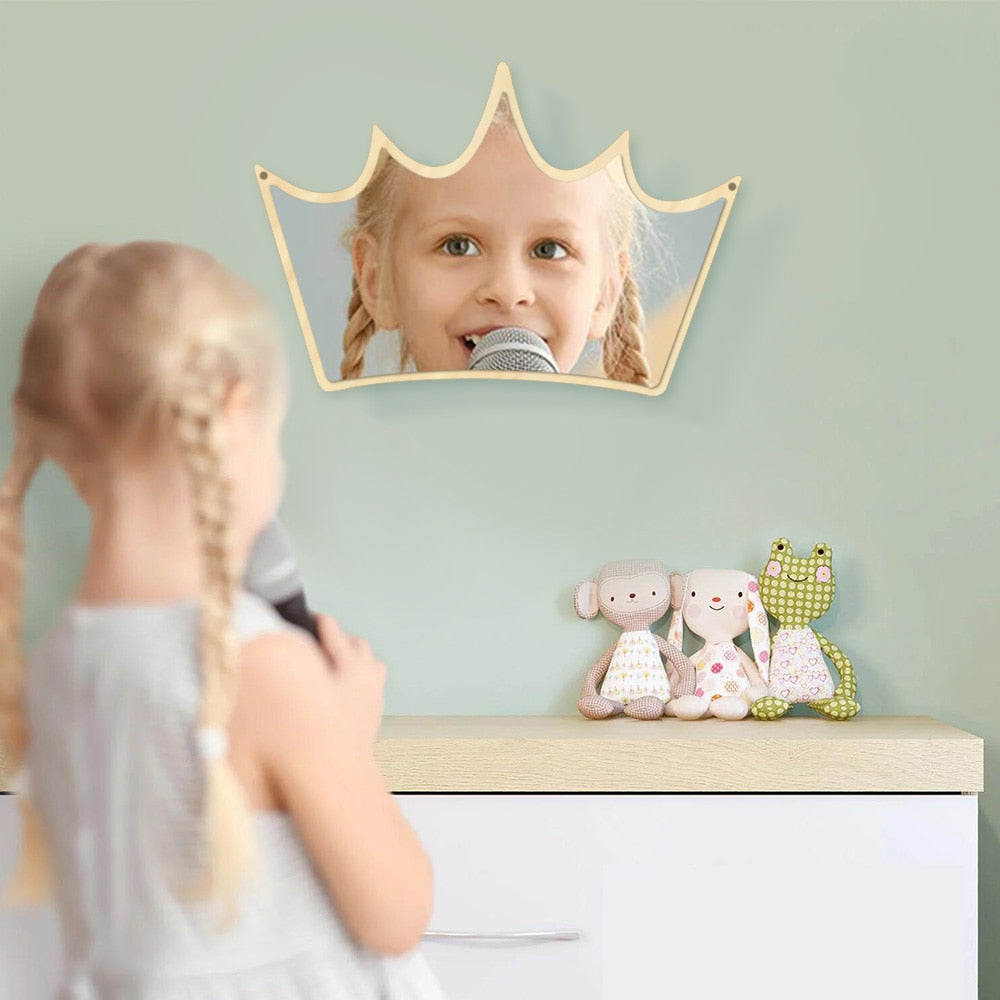 King of Crown Wall Mirror Wood and Acrylic Queen Princess Crown Safety Mirror Kid Room Baby Mirror Gift For Her by Woody Signs Co. - Handmade Crafted Unique Wooden Creative