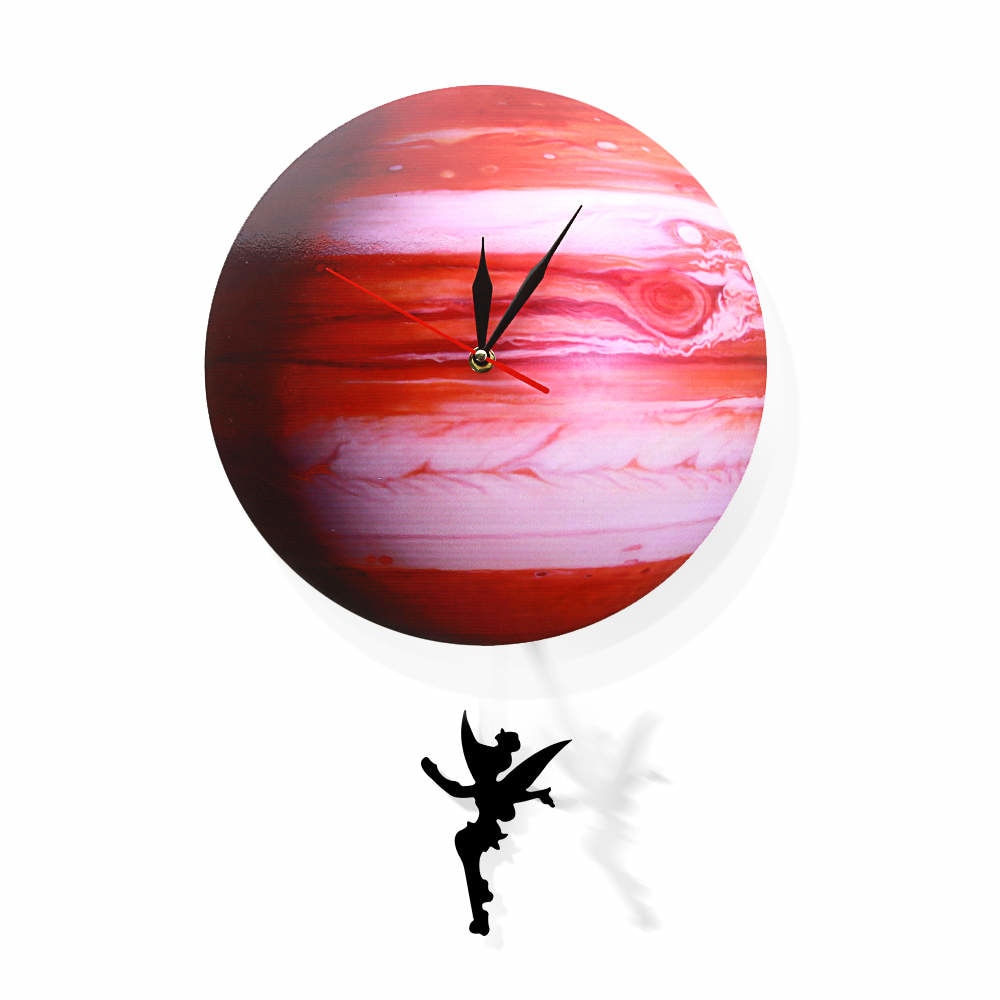 Swinging on The Jupiter Planet Wall Clock Bedroom Solar System Astronomy Decoration Space Pendulum Swinging Wall Clock by Woody Signs Co. - Handmade Crafted Unique Wooden Creative
