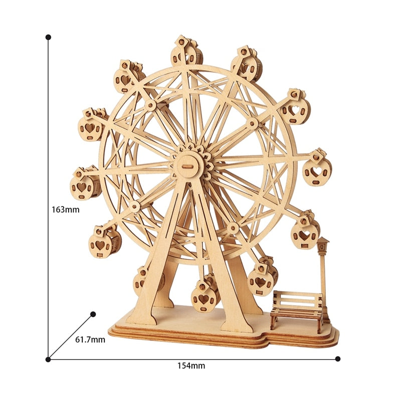DIY 3D Laser Cutting Wooden Ferris Wheel Puzzle Game Gift for Kids Popular TG401 (Ferris Wheel) by Woody Signs Co. - Handmade Crafted Unique Wooden Creative