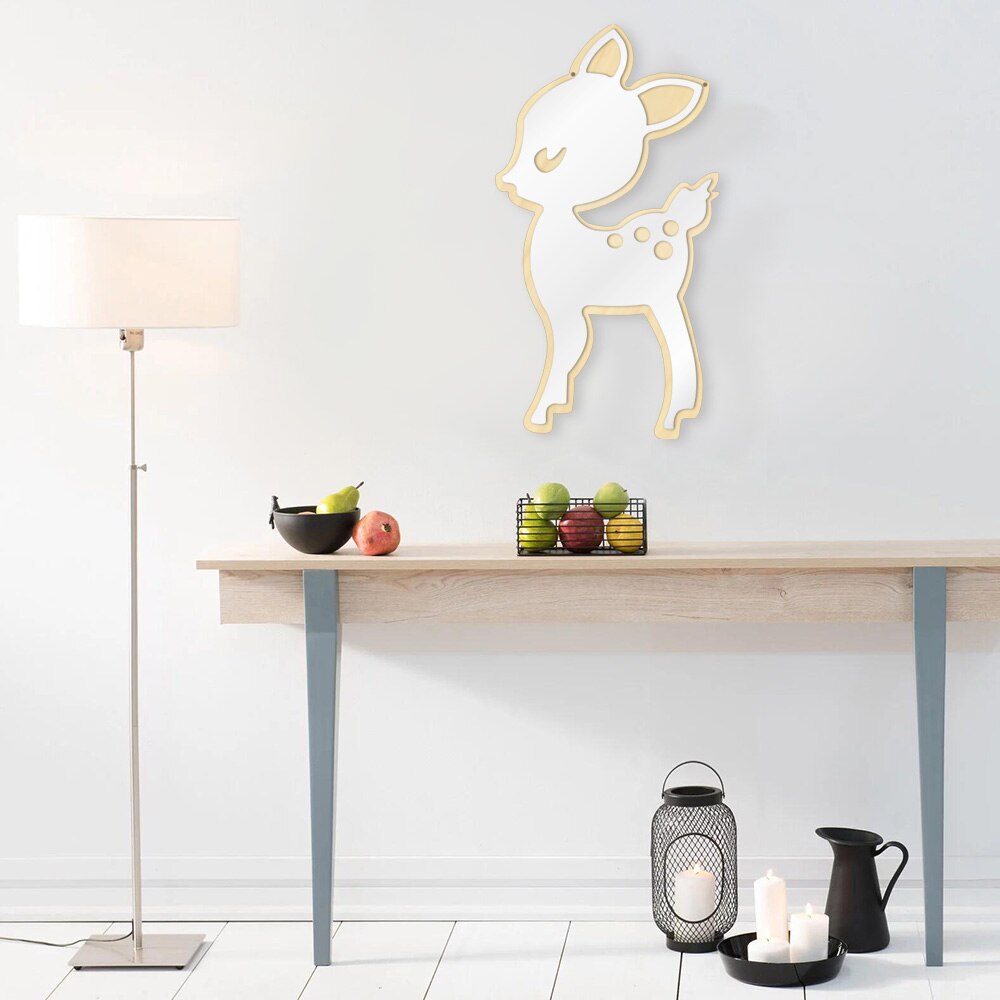 Little Deer Wall Mirror Acrylic Mirror and Wooden Back Hanging Mirrors Animal Nursery Decor For Children's Room by Woody Signs Co. - Handmade Crafted Unique Wooden Creative