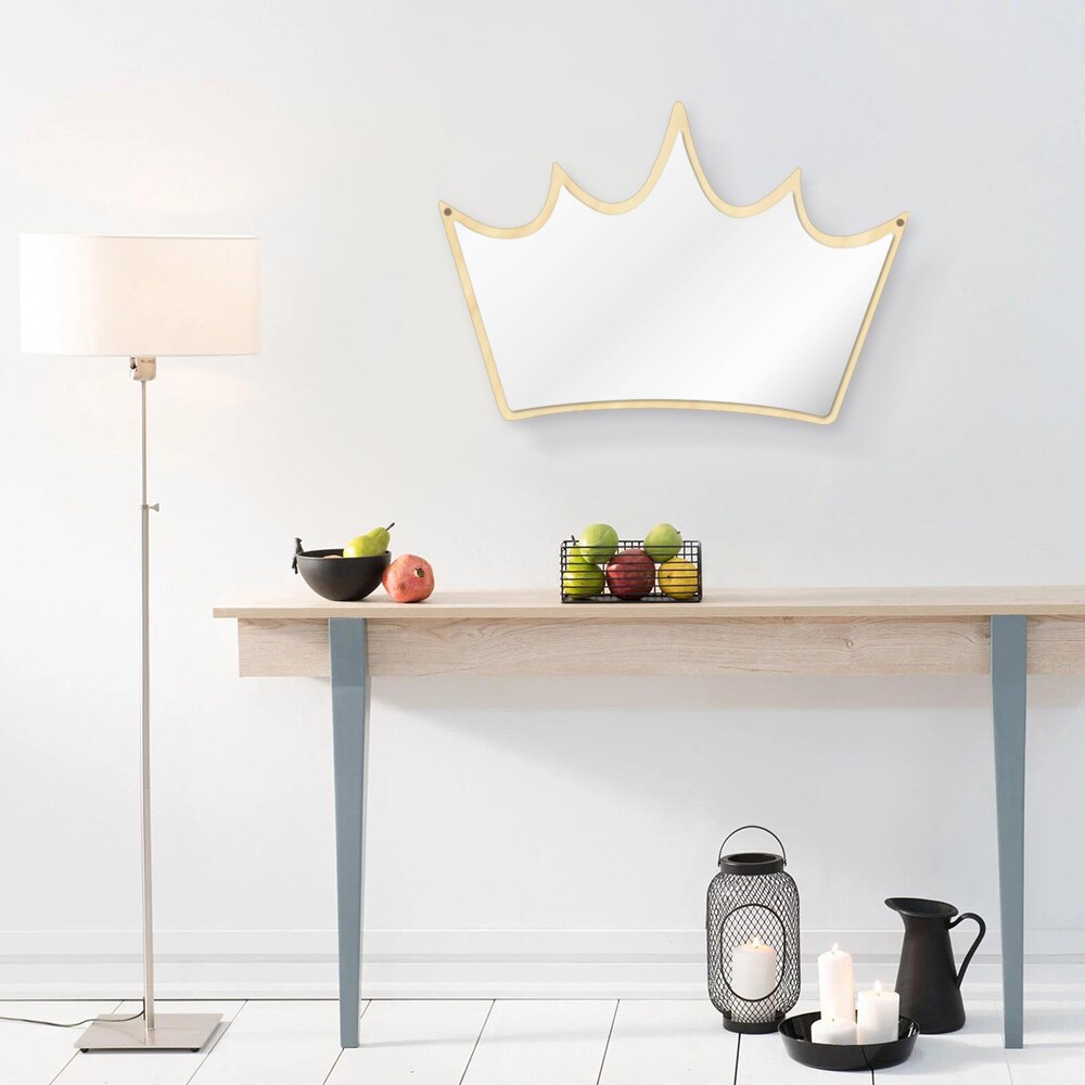 Wall Mirror Wood and Acrylic Queen Princess Crown Safety Mirror King of Crown Wall Mirror Decor For Kid's Room by Woody Signs Co. - Handmade Crafted Unique Wooden Creative