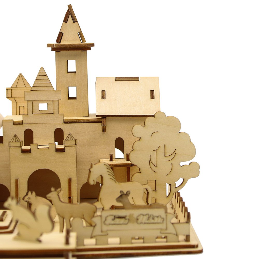 DIY Kits Wooden 3D Castle Puzzle Educational Mechanical Toy Solar Snow White Toys Table Decor Gift For Kids by Woody Signs Co. - Handmade Crafted Unique Wooden Creative