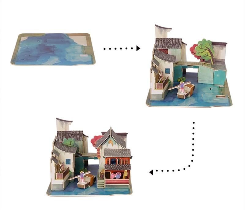 DIY South of China Doll House with Led Light Miniature Wooden SJ508 by Woody Signs Co. - Handmade Crafted Unique Wooden Creative