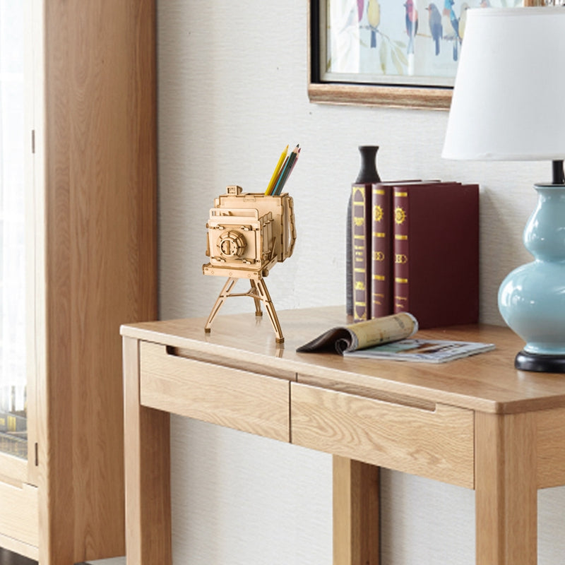 DIY 3D Wooden Vintage Camera Puzzle Game Penholder&Gift for  Kid Friend  Popular  TG403 by Woody Signs Co. - Handmade Crafted Unique Wooden Creative