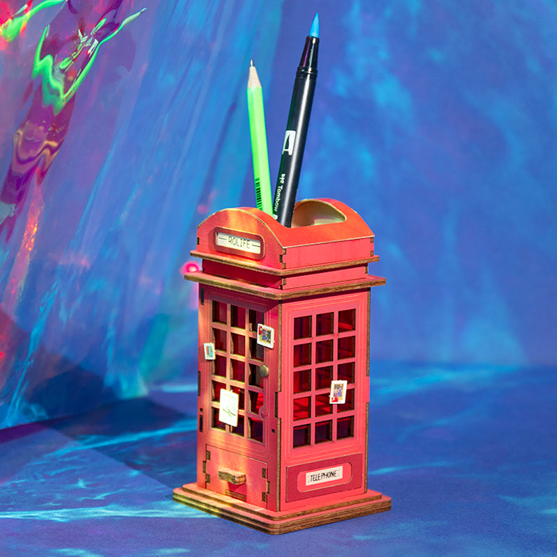 New Arrival Creative DIY Phone Booth 3D Penholder Gift for Child TG13 (TG13 Phone Booth) by Woody Signs Co. - Handmade Crafted Unique Wooden Creative