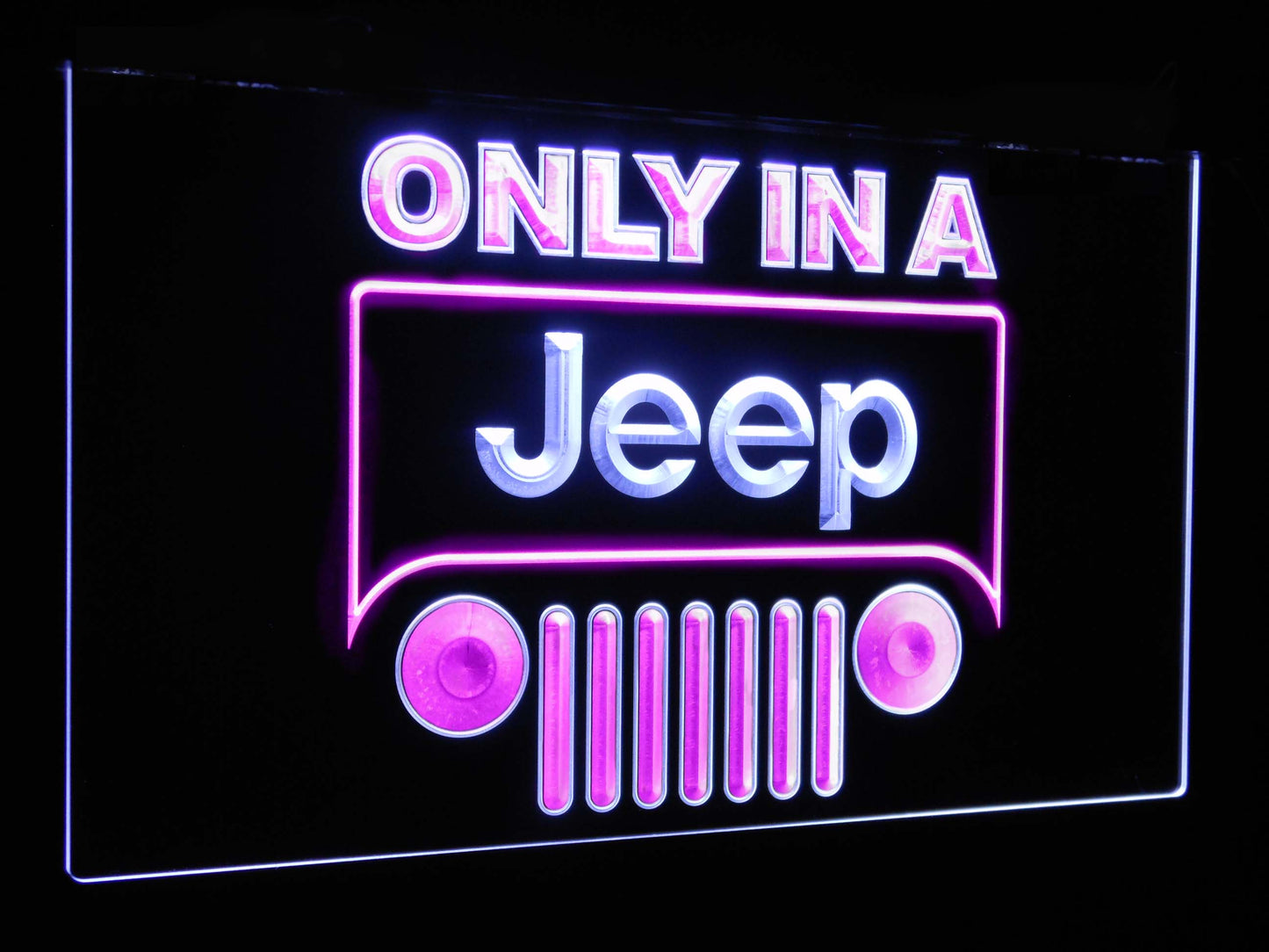 Only in a Jeep Car Bar Decoration Gift Dual Color Led Neon Light Signs st6-d0134 by Woody Signs Co. - Handmade Crafted Unique Wooden Creative