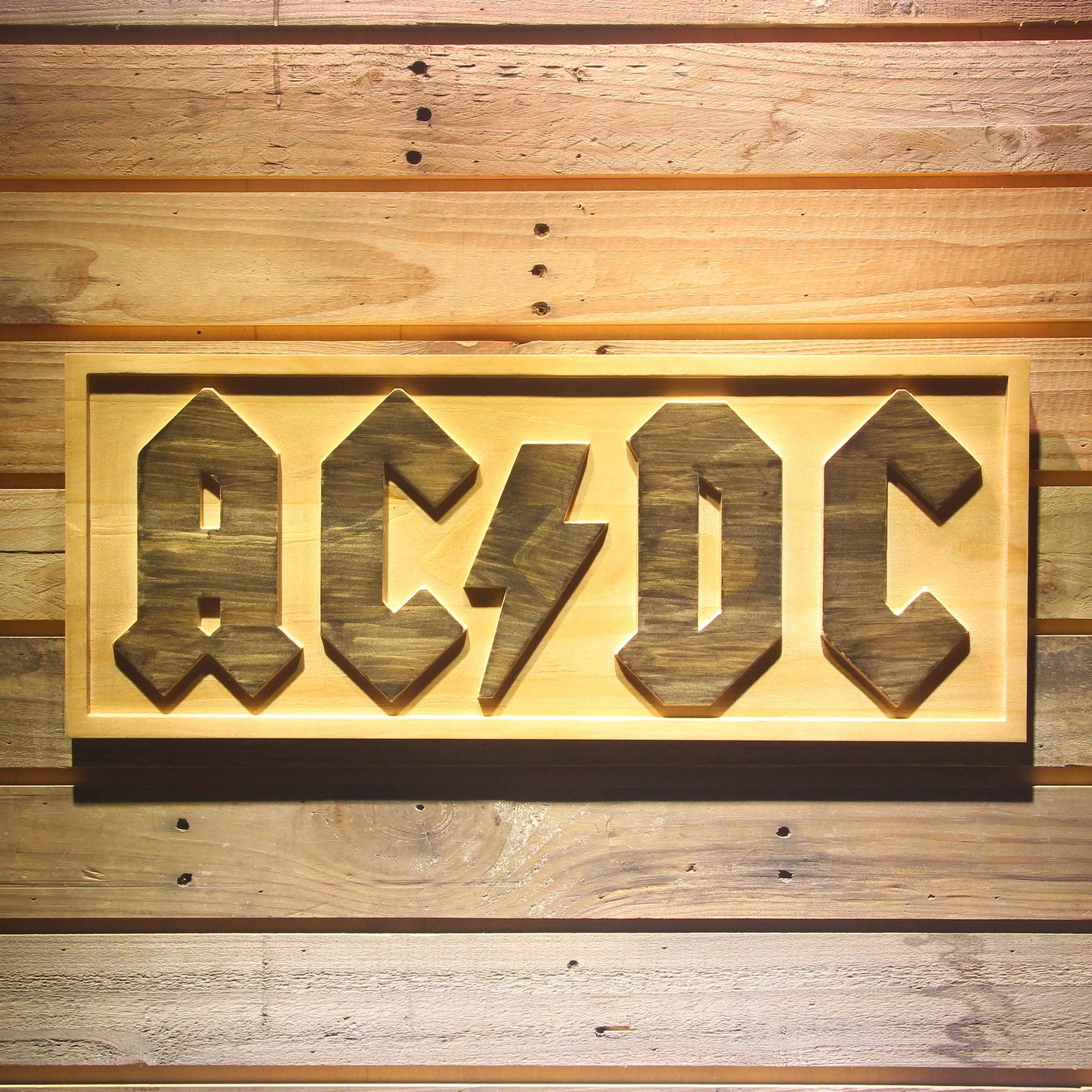 ACDC AC/CD Band 3D Wooden Bar Signs by Woody Signs Co. - Handmade Crafted Unique Wooden Creative