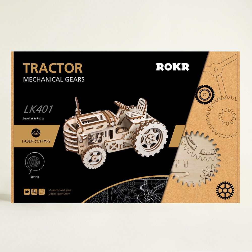 Creative DIY Gear Drive Tractor 3D Wooden Hobbies Gift for LK401 by Woody Signs Co. - Handmade Crafted Unique Wooden Creative