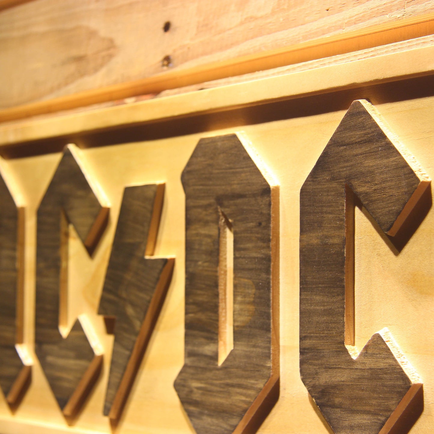 ACDC AC/CD Band 3D Wooden Bar Signs by Woody Signs Co. - Handmade Crafted Unique Wooden Creative