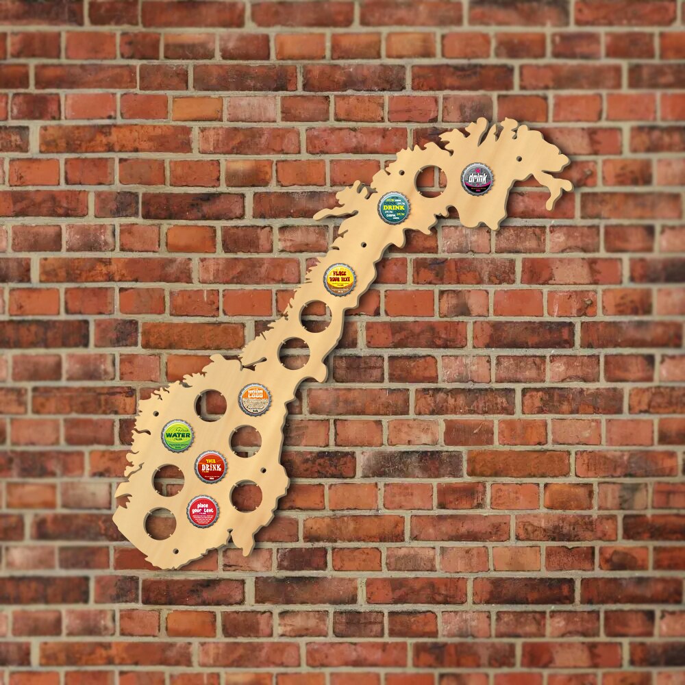 The Kingdom of Norway Cap Map Wooden Wall Sign Bottle Cap Display Holder For Pub Bar by Woody Signs Co. - Handmade Crafted Unique Wooden Creative