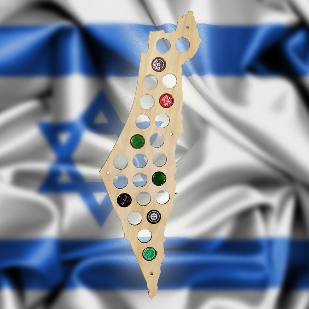 Israel Cap Map Christmas s Soda Bottle Cap Map Patriotic Cap Holder Cap Display ation by Woody Signs Co. - Handmade Crafted Unique Wooden Creative