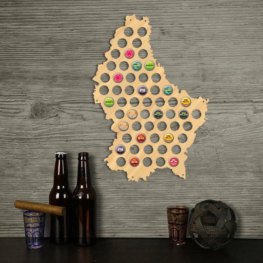 Western Europe Country Grand Duchy of Luxembourg Wood Craft Map Letzebuerg Cap Map Patriotic Cap Collector by Woody Signs Co. - Handmade Crafted Unique Wooden Creative