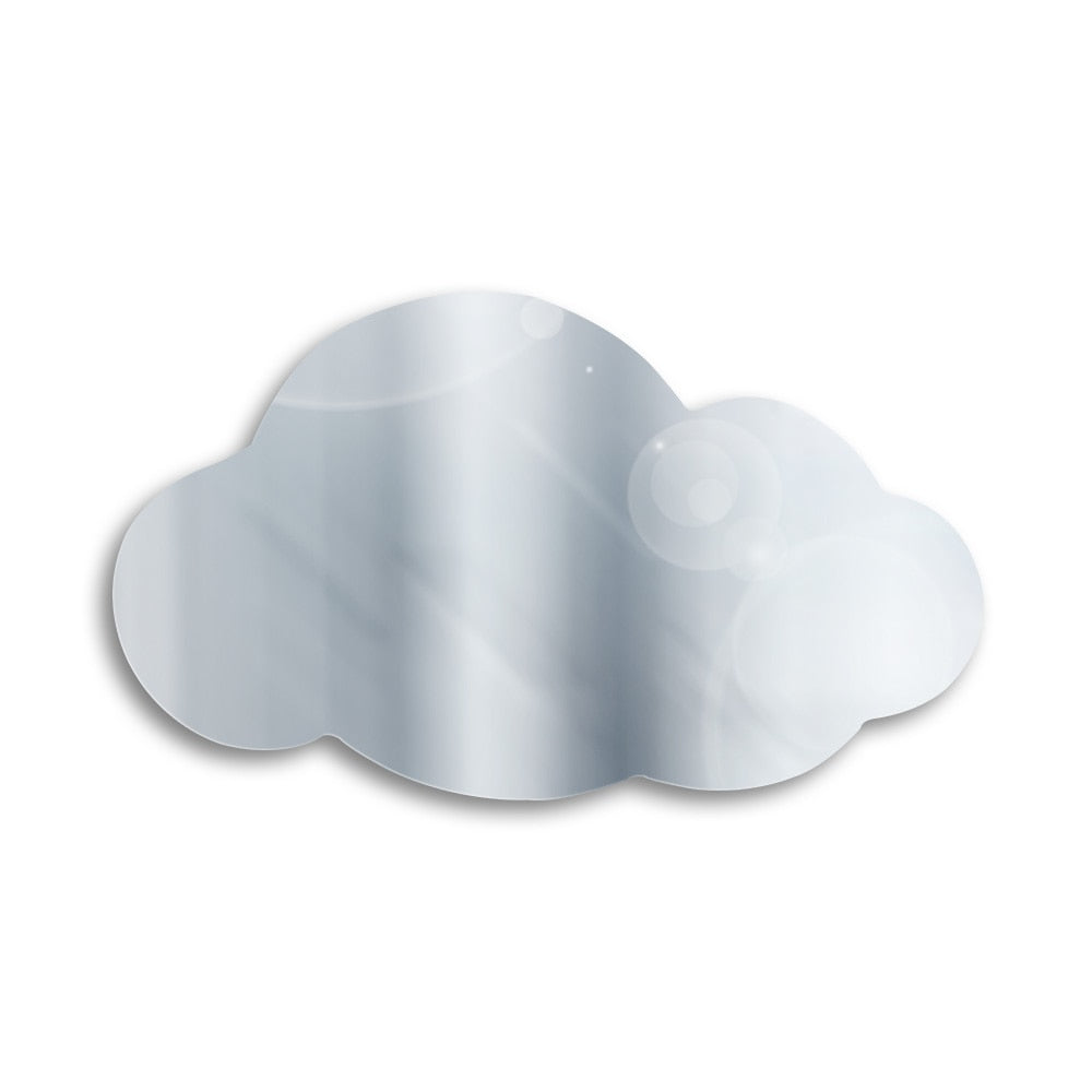 Cloudy Wall Mirror Weather Art Modern Hanging Cloud Mirror Cloud Silhouette Acrylic Mirror With LED Light by Woody Signs Co. - Handmade Crafted Unique Wooden Creative