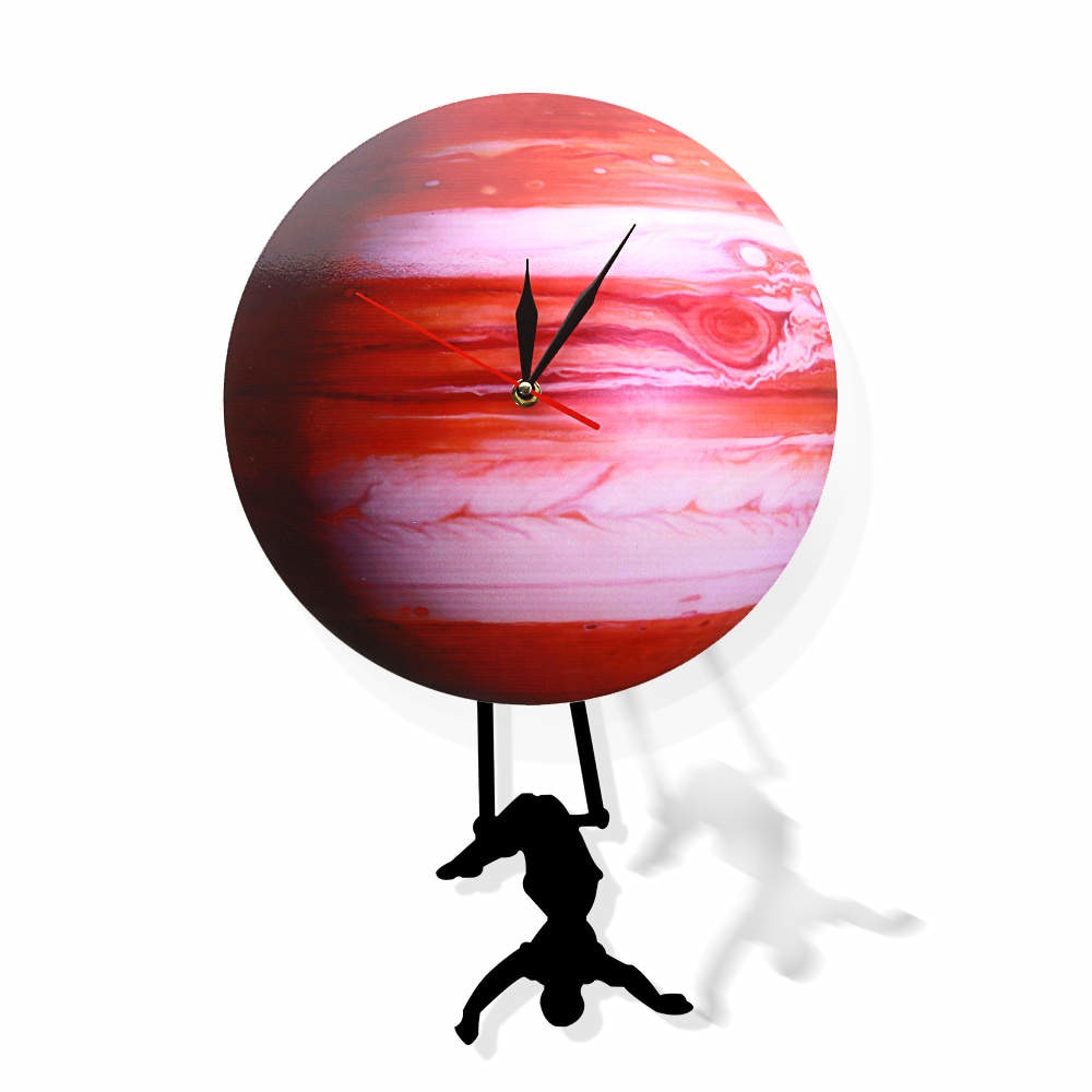 Swinging on The Jupiter Planet Wall Clock Bedroom Solar System Astronomy Decoration Space Pendulum Swinging Wall Clock by Woody Signs Co. - Handmade Crafted Unique Wooden Creative