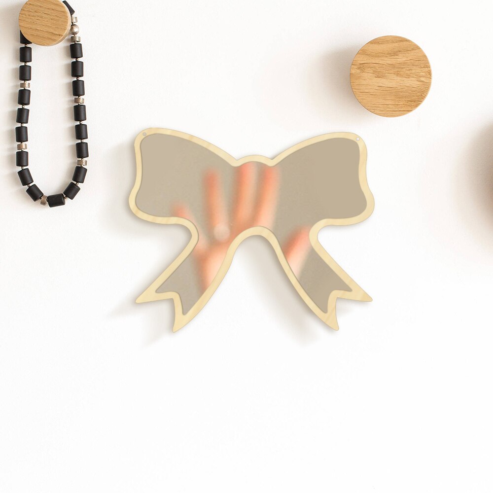 Butterfly Tie Wall Mirror With Wooden Back Nursery Hanging Wall Mirror For Living Room Unique For Kids by Woody Signs Co. - Handmade Crafted Unique Wooden Creative