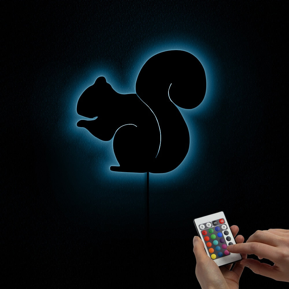 Squirrel Nursery Handmade Acrylic Wall Mirror Forest Animal Mirror with LED Backlights by Woody Signs Co. - Handmade Crafted Unique Wooden Creative