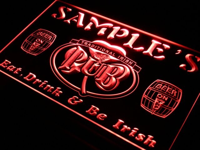 pa Name Custom Irish Pub Shamrock Bar Neon Light Signs with On/Off Switch 7 Colors 4 Sizes by Woody Signs Co. - Handmade Crafted Unique Wooden Creative