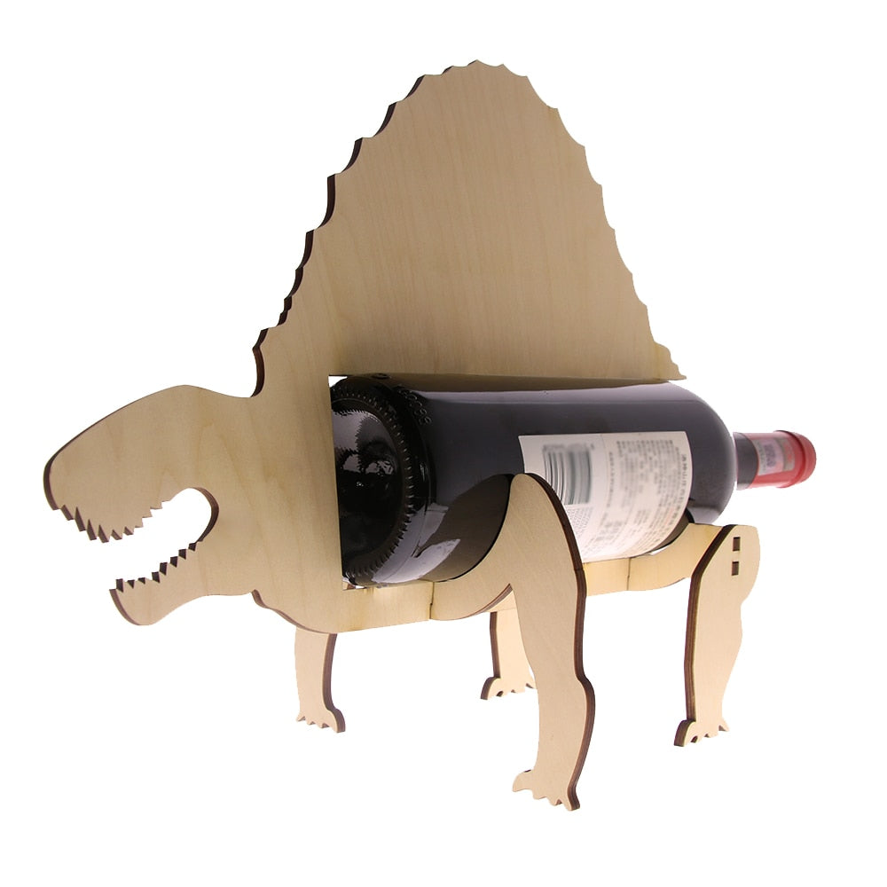 Wooden Dinosaur Rack Dimetroden Bottle Holder Modern Storage Minimalist Novelty Gift Idea For Lover by Woody Signs Co. - Handmade Crafted Unique Wooden Creative