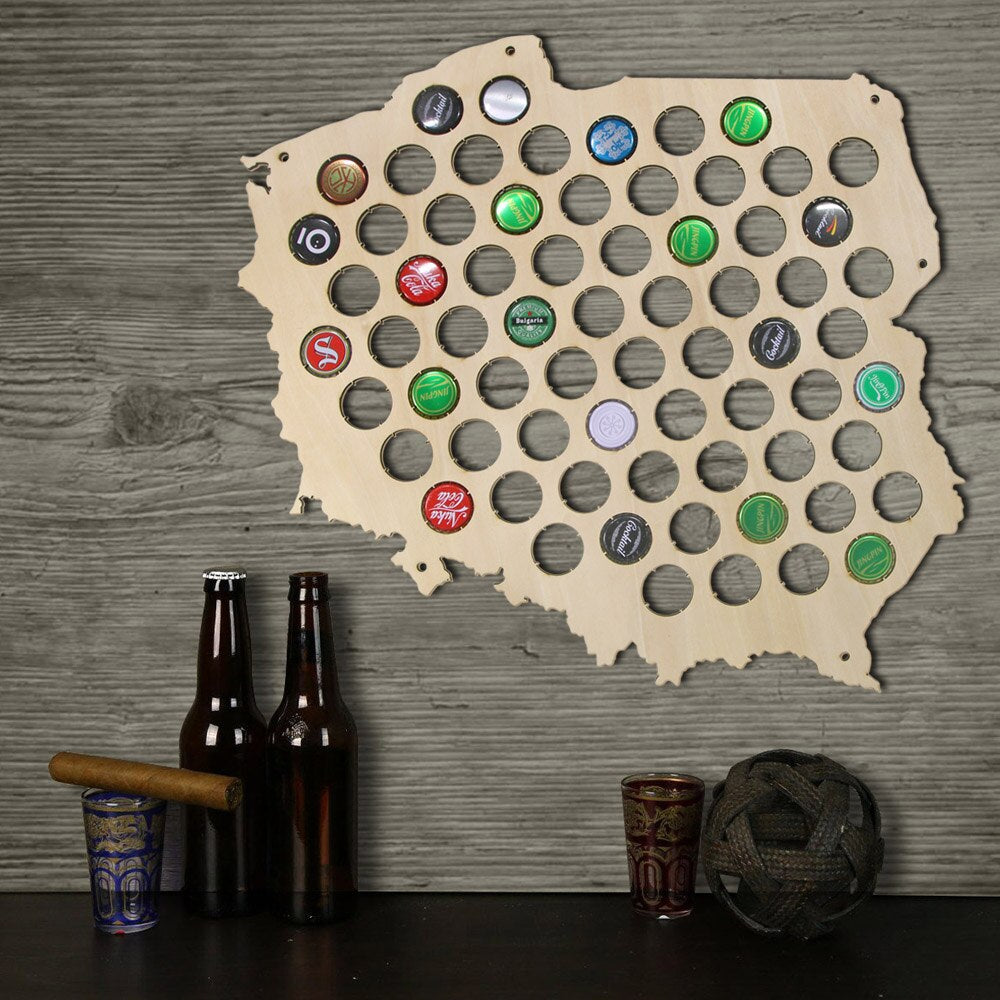 Creative Laser Engraved Wooden Hanging Craft Poland Cap Trap Map Cap Map For Cap Collector by Woody Signs Co. - Handmade Crafted Unique Wooden Creative