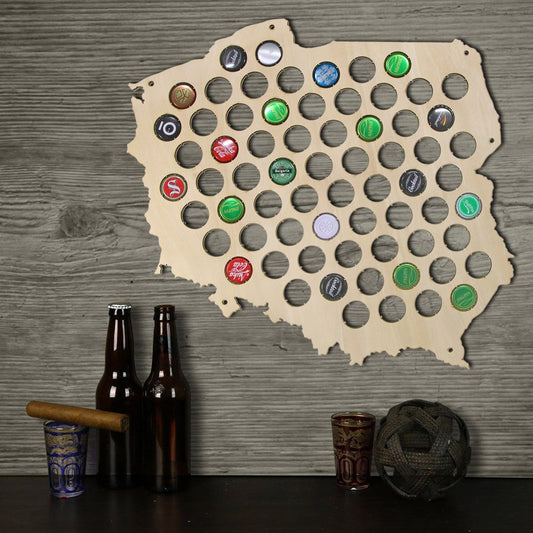 Creative Laser Engraved Wooden Hanging Craft Poland  Cap Trap  Map Cap Map For Cap Collector by Woody Signs Co. - Handmade Crafted Unique Wooden Creative