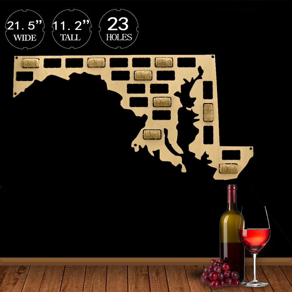 Maryland Custom-made Cork Map USA State Sign State Map of Maryland I Love Maryland Map by Woody Signs Co. - Handmade Crafted Unique Wooden Creative
