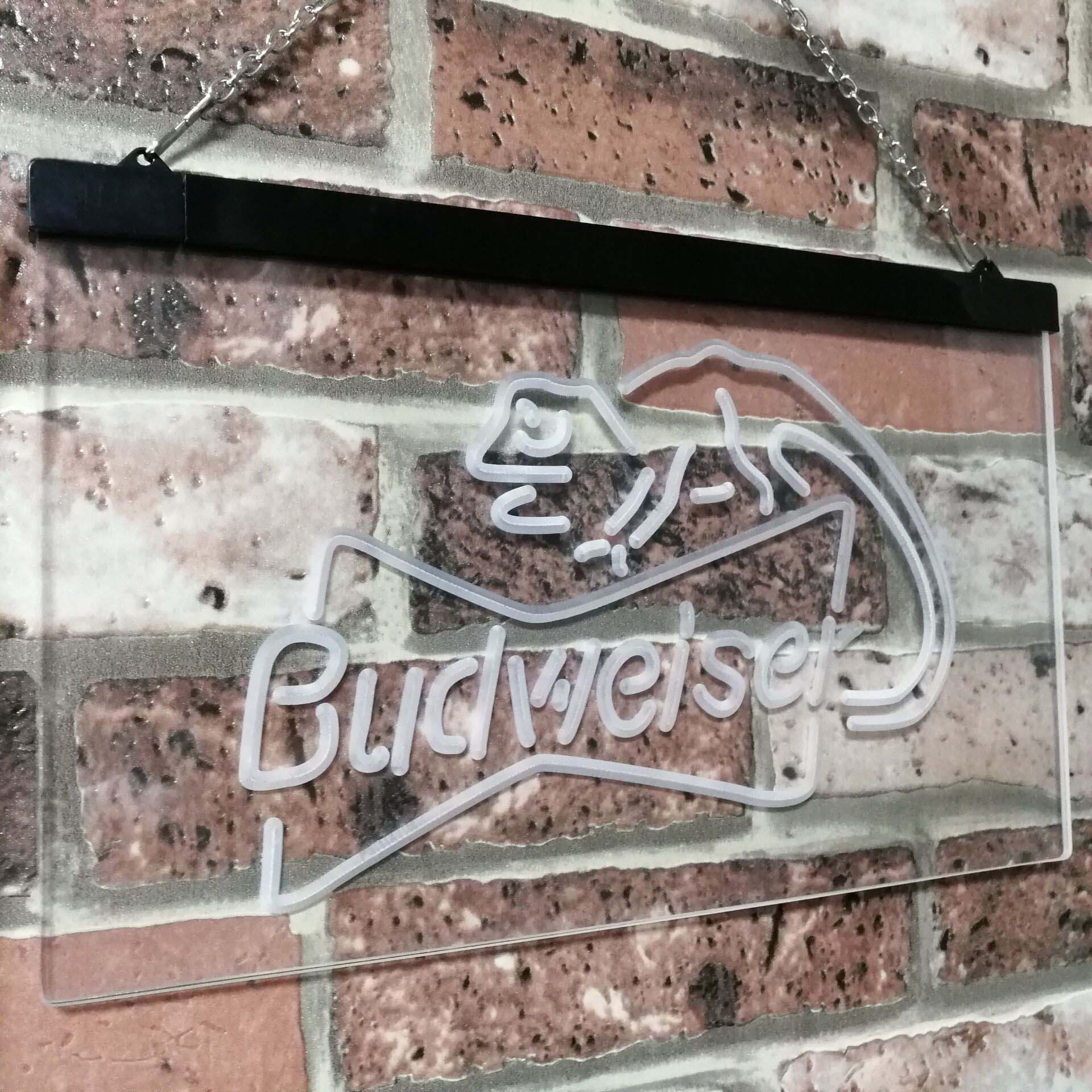 Budweiser Lizard  Bar Decoration Gift Dual Color Led Neon Light Signs st6-a2084 by Woody Signs Co. - Handmade Crafted Unique Wooden Creative