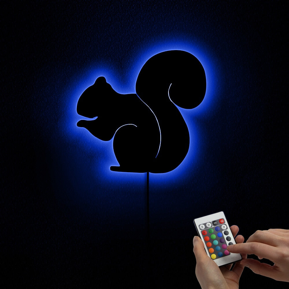 Squirrel Nursery Handmade Acrylic Wall Mirror Forest Animal Mirror with LED Backlights by Woody Signs Co. - Handmade Crafted Unique Wooden Creative