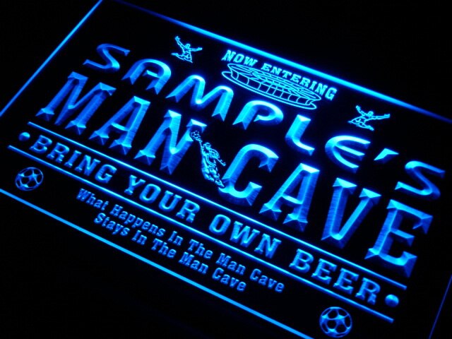 qd Name Custom Man Cave Soccer Bar Neon Light Signs with On/Off Switch 7 Colors 4 Sizes by Woody Signs Co. - Handmade Crafted Unique Wooden Creative