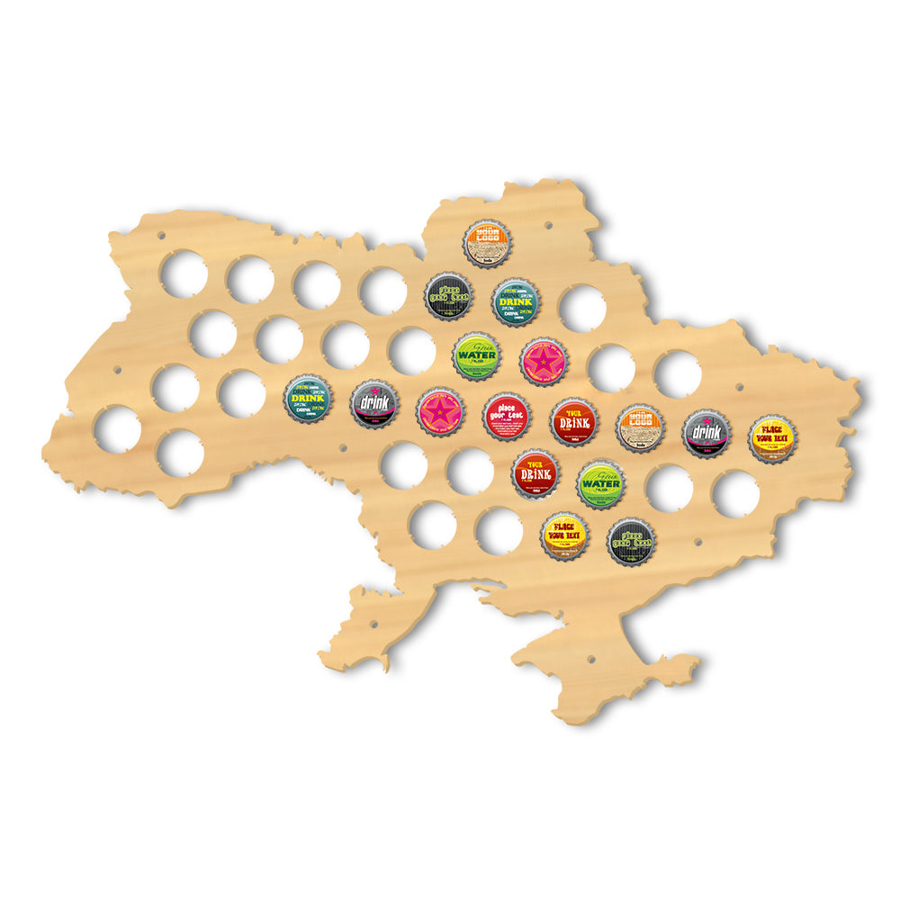 Ukraine Cap Map Pub Bar Wooden Wall Sign Bottle Cap Display Holder Patriotic Ukraine Map Man Cave Lovers Gift by Woody Signs Co. - Handmade Crafted Unique Wooden Creative