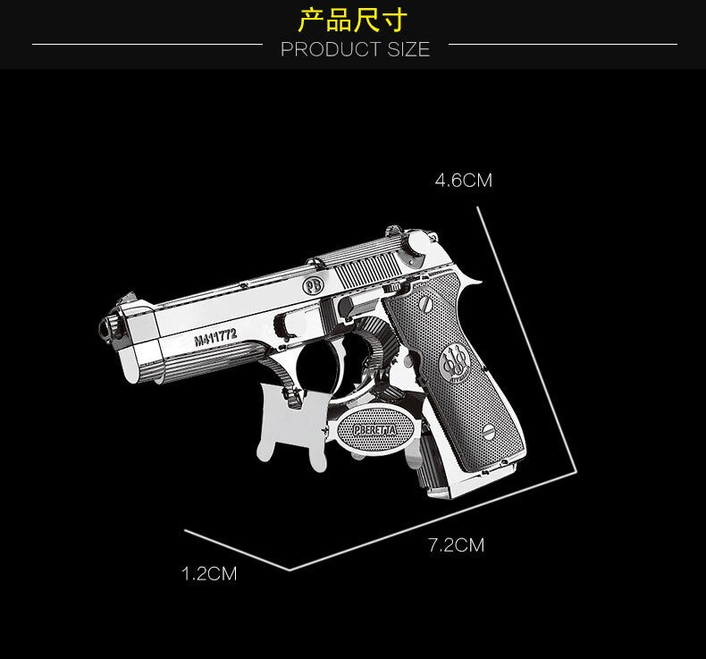 3D Metal puzzle model kit Beretta 92 GunWeapon   Model DIY 3D by Woody Signs Co. - Handmade Crafted Unique Wooden Creative