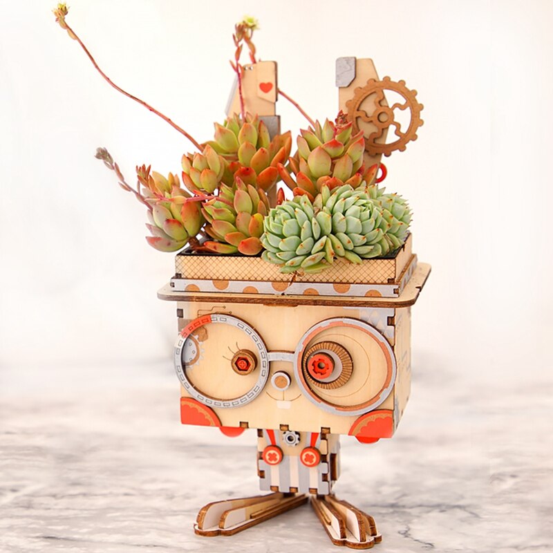 Children Adult Cute Bunny Flower Pot 3D Wooden Puzzle Game Educational Models FT741 (Pot Bunny) by Woody Signs Co. - Handmade Crafted Unique Wooden Creative