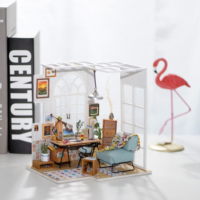 DIY Soho Time with Furnitures Miniature Wooden Doll House Gift DGM01 by Woody Signs Co. - Handmade Crafted Unique Wooden Creative