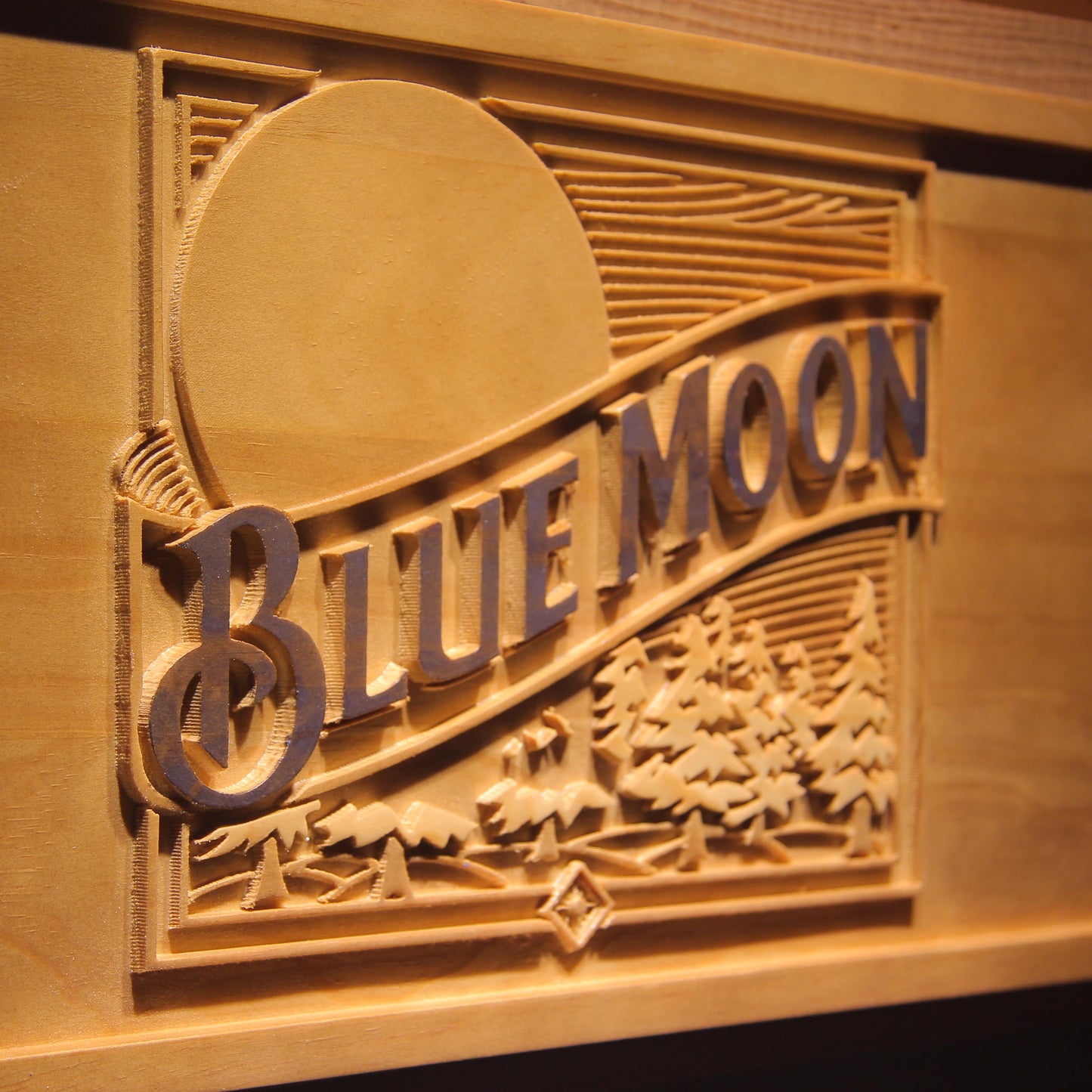 Blue Moon Bar 3D Wooden Signs by Woody Signs Co. - Handmade Crafted Unique Wooden Creative