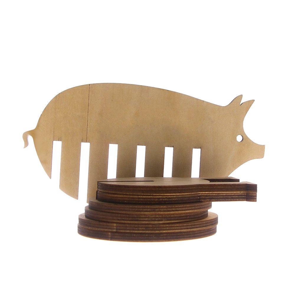 7Pieces/Set Creative Wooden Pin Coaster Pig Model Coffee Tea Milk Cup Mats Unique Table Decor Kitchen Placemat by Woody Signs Co. - Handmade Crafted Unique Wooden Creative