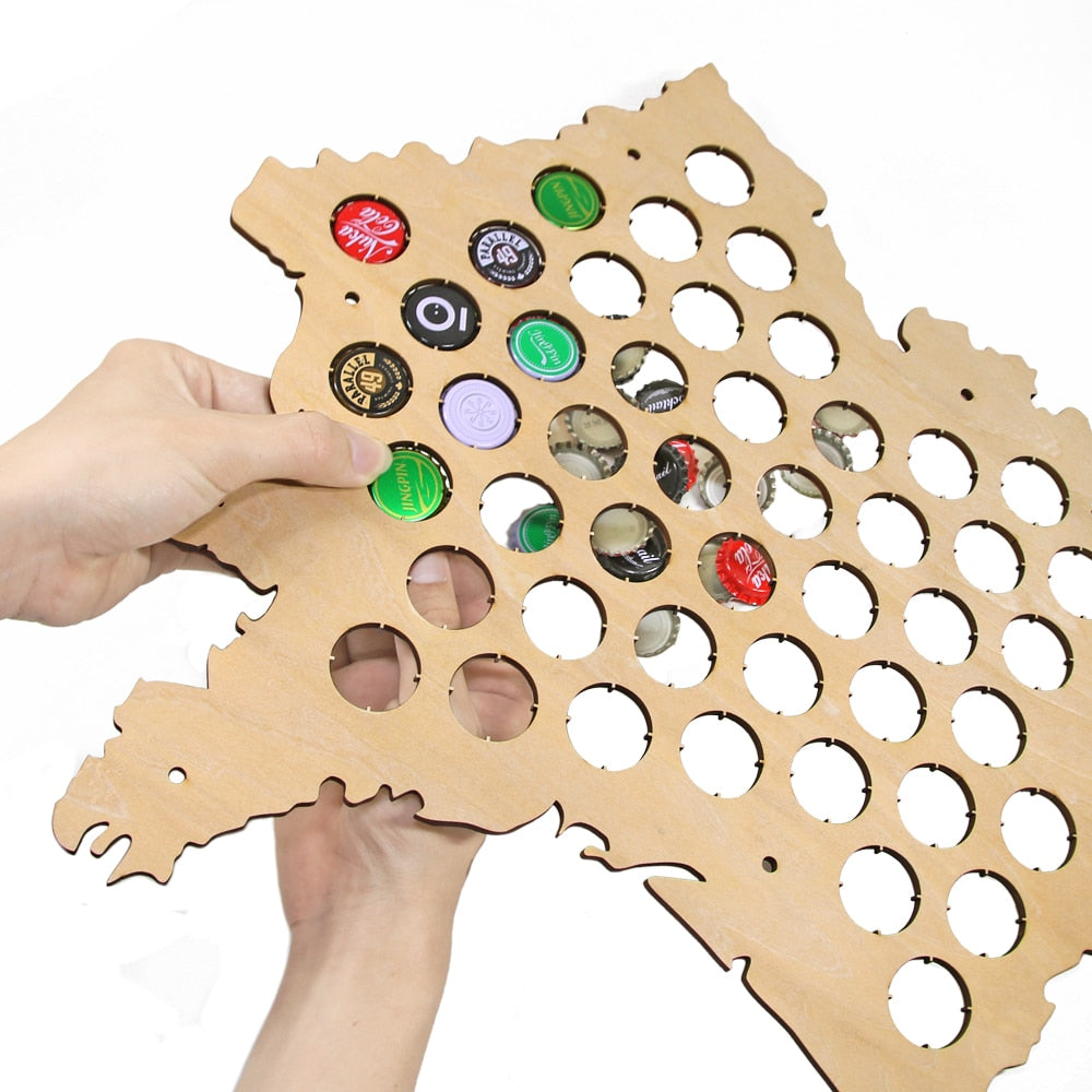 Bottle Caps Map of France Laser Engraved Wood Map For Caps Collector ative Cap Display Board by Woody Signs Co. - Handmade Crafted Unique Wooden Creative