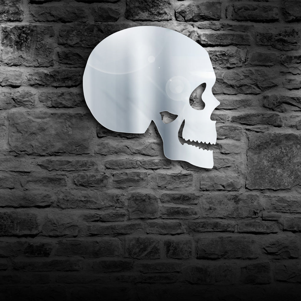 Skull Head Wall Mirror Day of The Dead Skeleton Head  Acrylic Mirror With LED Lighting Halloween Horror  Decor by Woody Signs Co. - Handmade Crafted Unique Wooden Creative