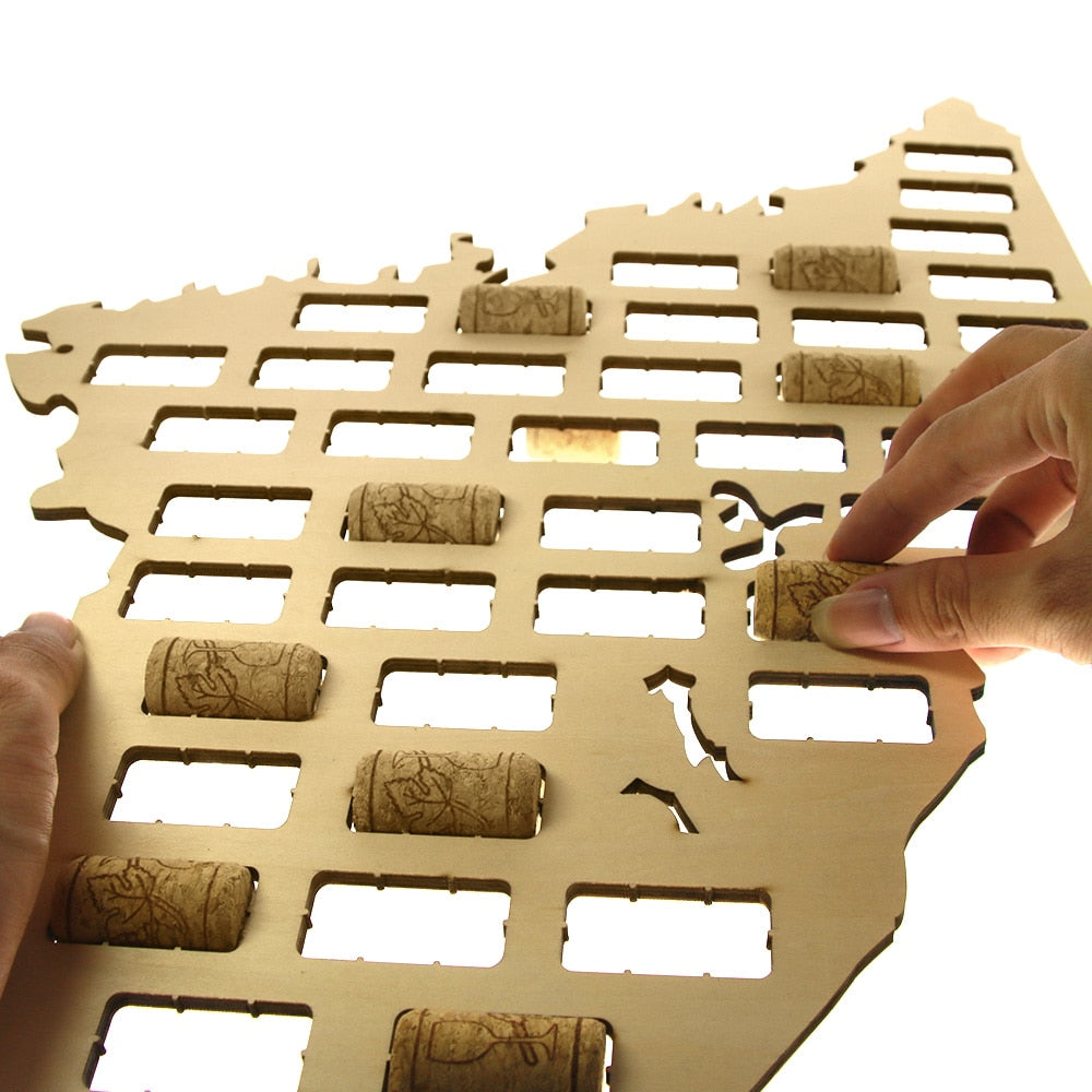 U.S. State of Maine Cork Map Display Wood Maine State Cutout Cork Collector USA Home State Bar Pub s by Woody Signs Co. - Handmade Crafted Unique Wooden Creative