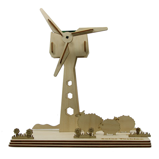 Eco-friendly Educational DIY Solar Power Turbine 3D Wooden Windmill Puzzle DIY Assemble Toys Table Decor by Woody Signs Co. - Handmade Crafted Unique Wooden Creative