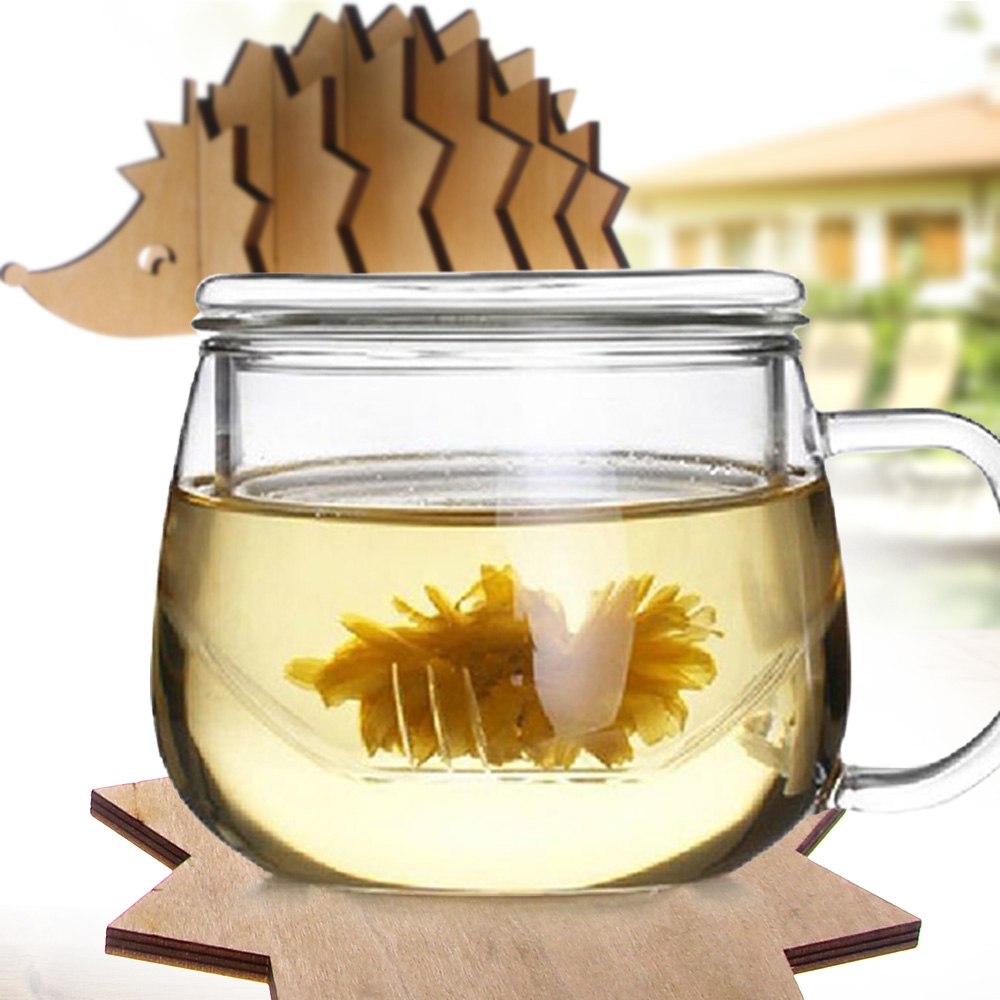7Pieces/Set Animal Pin Wooden Coaster Hedgehog Shape DIY Coffee Tea Cup Mat Creative Table Decoration Figurines & Miniatures by Woody Signs Co. - Handmade Crafted Unique Wooden Creative
